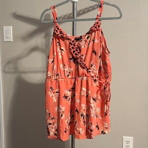 Torrid Asymmetrical Orange Camisole with Tie Front
